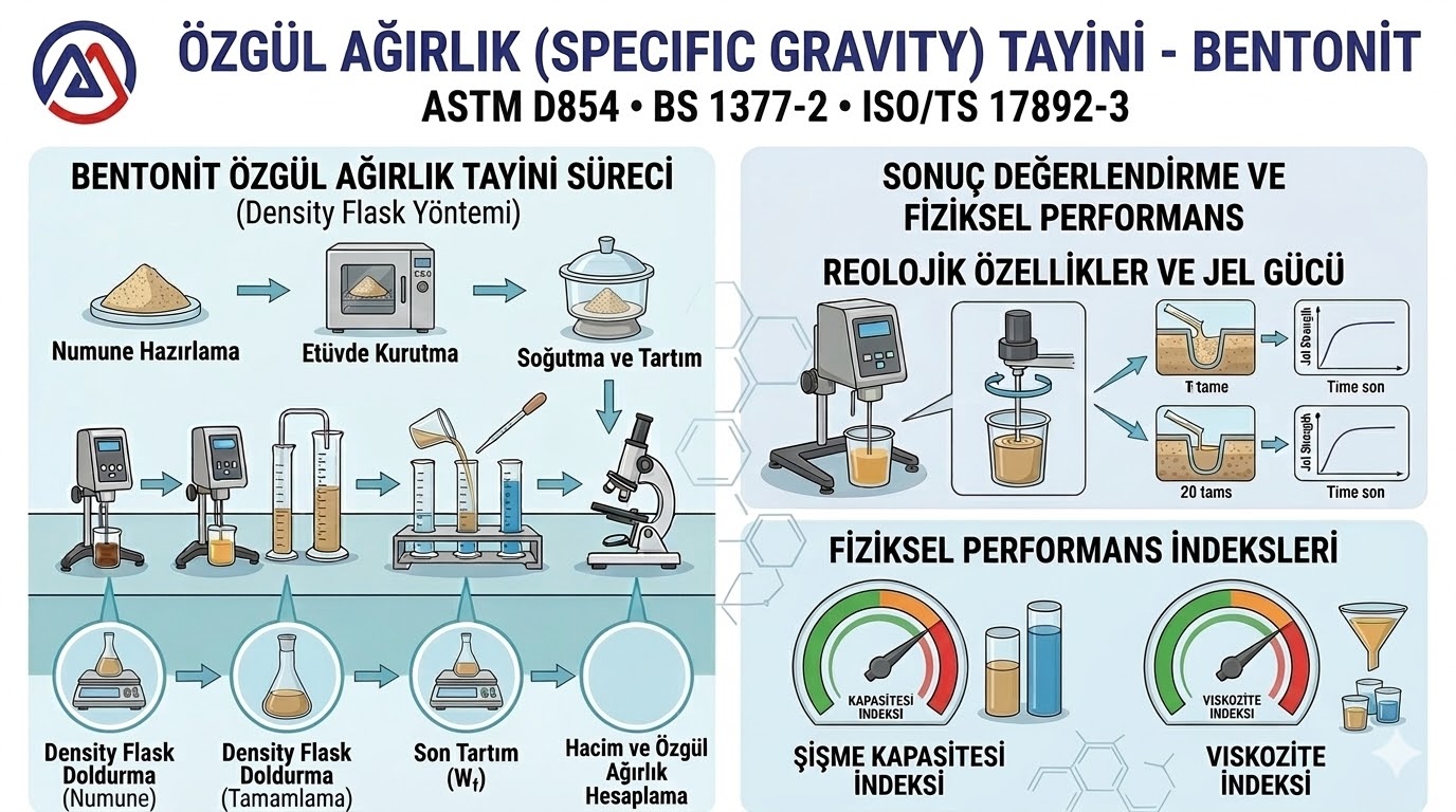 ÖZGÜL AĞIRLIK (SPECIFIC GRAVITY) TAYİNİ - BENTONİT ASTM D854 • BS 1377-2 • ISO/TS 17892-3